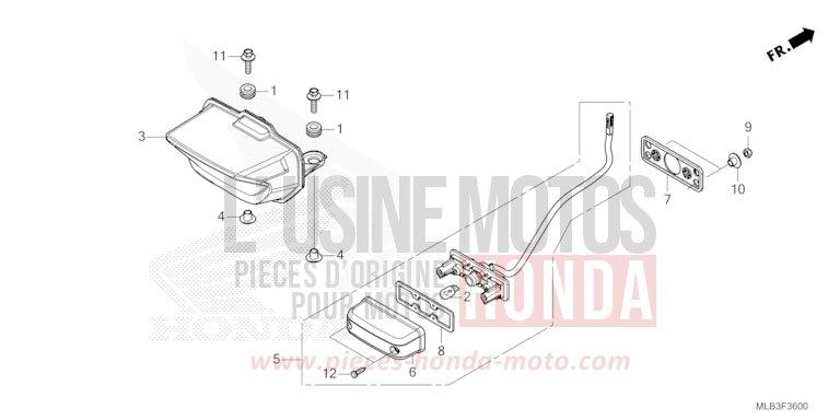 FEU ARRIERE/FEU D'IMMATRICULATION de Hornet 750 DEGITAL SILVER METALLIC (NHA30) de 2025